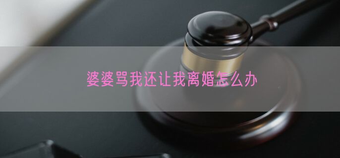 婆婆骂我还让我离婚怎么办